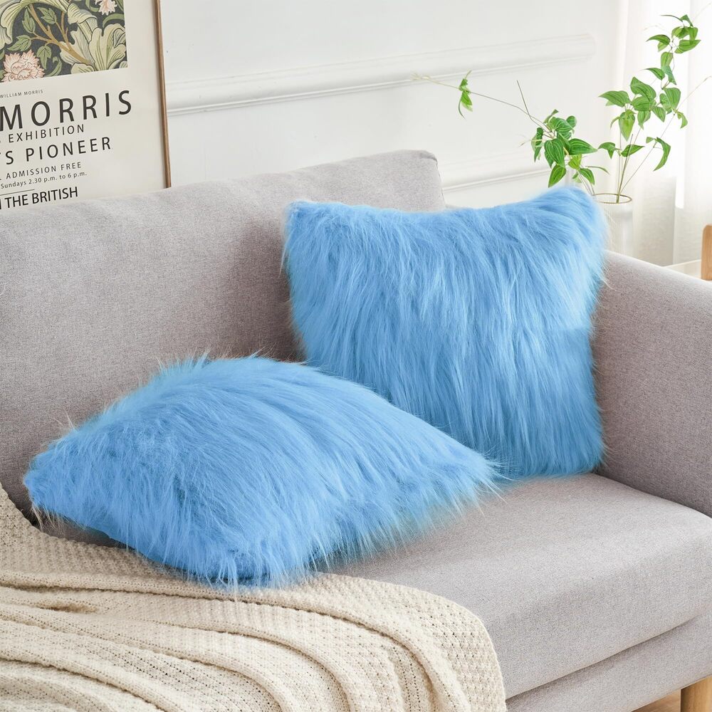 6777 Fluffy Pillow Covers Pack of 2 Faux Fur Fuzzy Throw Pillow Covers